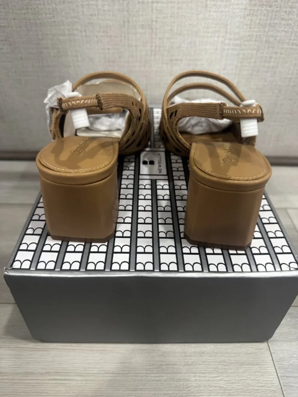 NEWBELLA Leopard Knit Mary Jane Chunky Low Heel Slingback Pump Square Toe 8.5 - Picture 10 of 13